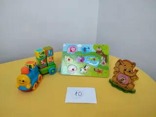 Lote 3 Juguetes Bebé Tren Bloques Puzzle