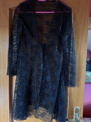 Quimono de encaje negro talla única