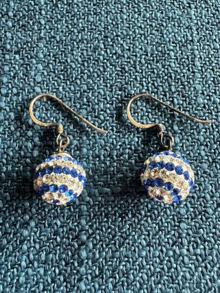 Pendientes Bolas Azules/Blancas y Plata