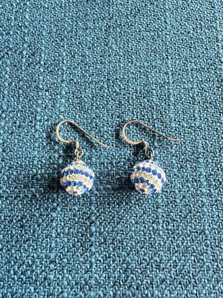 Pendientes Bolas Azules/Blancas y Plata