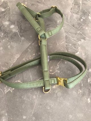 Arnés Brott Piel Vegana Verde y Dorado talla S