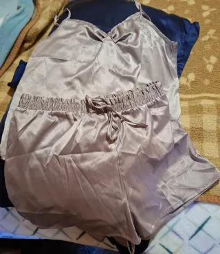 Pijama Verano Satinado Gris