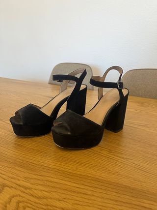 Sandalias de tacón negras con plataforma talla 36