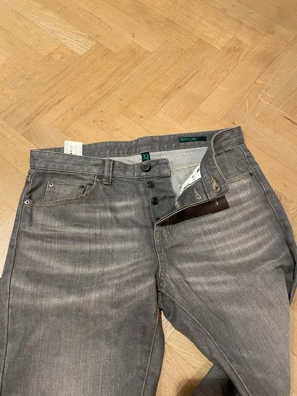 Jeans Benetton Regular Fit Grigio Taglia 32
