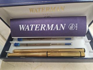 Bolígrafo y pluma Waterman chapados en oro