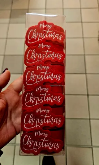 Set 6 portatovaglioli feltro Merry Christmas