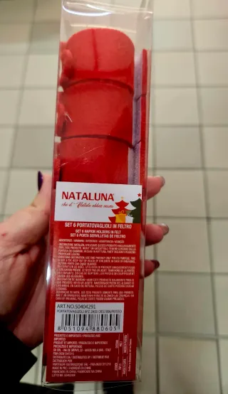 Set 6 portatovaglioli feltro Merry Christmas