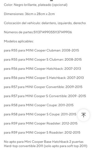 Aro faro delantero derecho Mini Cooper