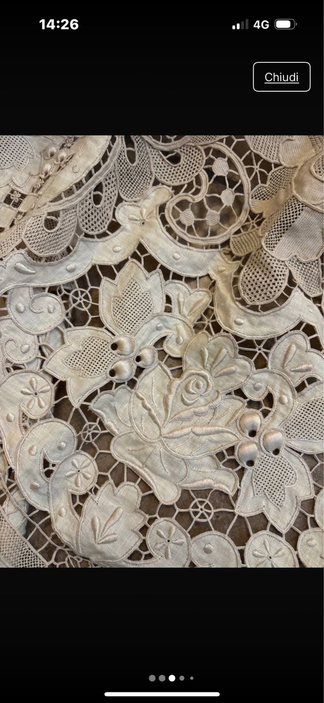 Tovaglia pizzo Burano con 12 tovaglioli