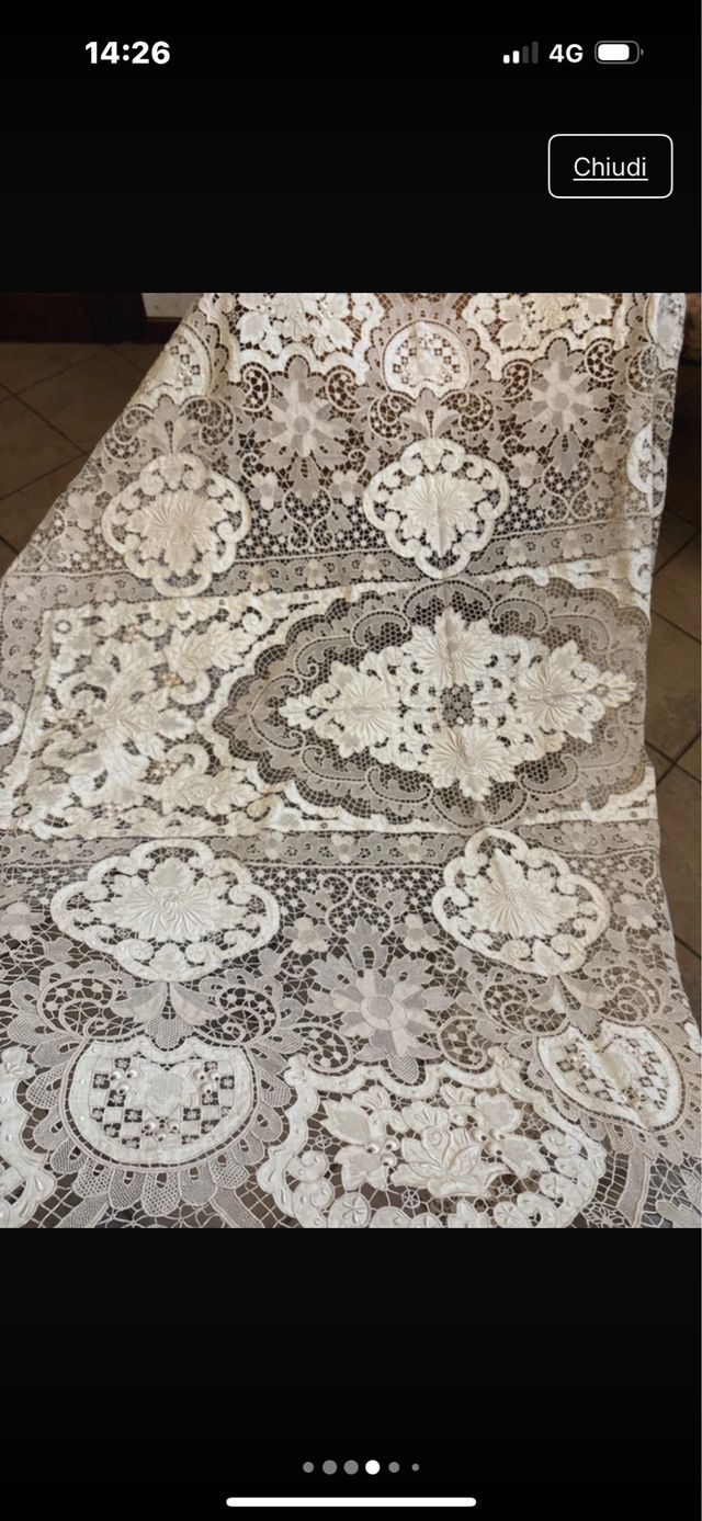 Tovaglia pizzo Burano con 12 tovaglioli