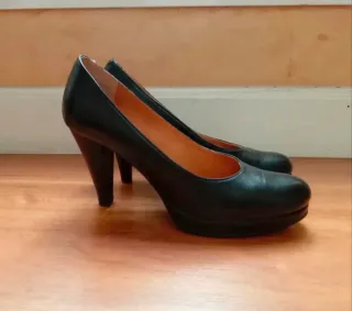 Zapatos de piel negros tacón plataforma