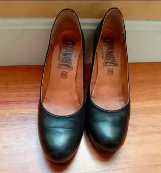 Zapatos de piel negros tacón plataforma