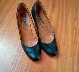 Zapatos de piel negros tacón plataforma