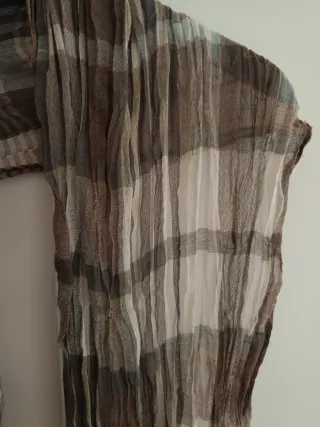 Fular cuadros marrón y beige