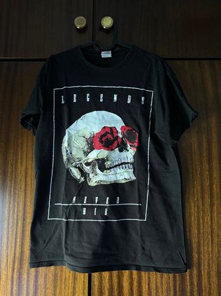 Camiseta oversize calavera rosas