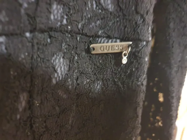 Vestido Guess Negro Encaje Manga Larga