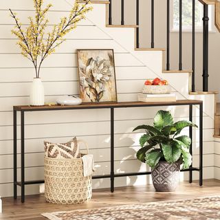 Tavolo consolle industriale in legno 180x20x80,5cm