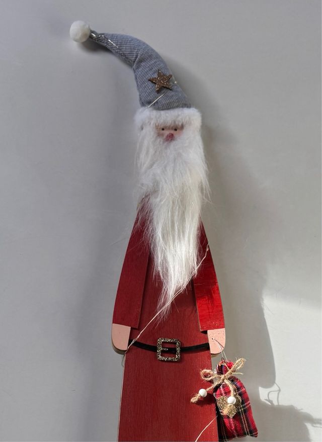 Babbo Natale in legno con luce LED 75 cm