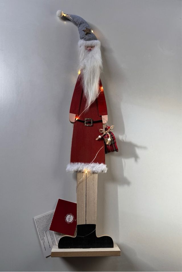 Babbo Natale in legno con luce LED 75 cm