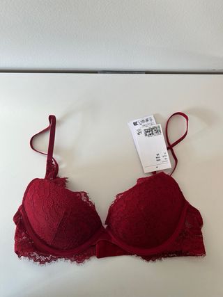 Sujetador H&M Encaje Push-Up 85B Rojo