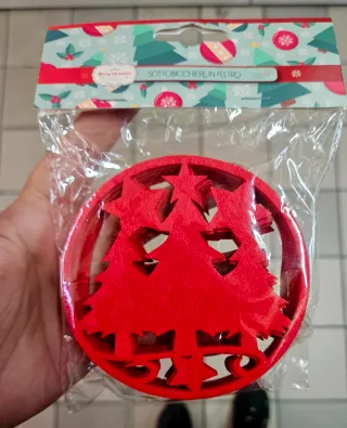 Sottobicchieri Natale Feltro Rosso 6pz