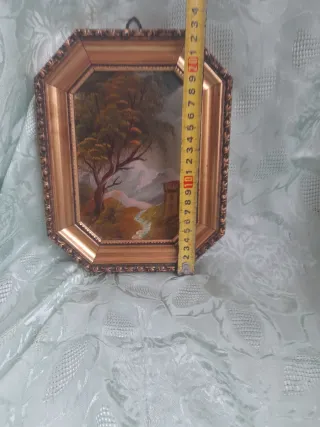 Antico quadro olio su legno con cornice