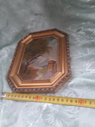 Antico quadro olio su legno con cornice