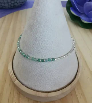 Pulsera Plata y Esmeralda Natural