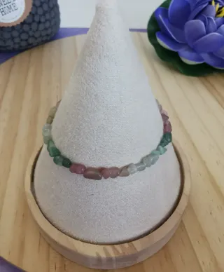 Pulsera Turmalina Natural Multicolor Plata