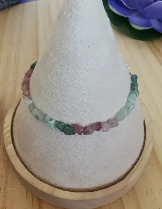 Pulsera Turmalina Natural Multicolor Plata