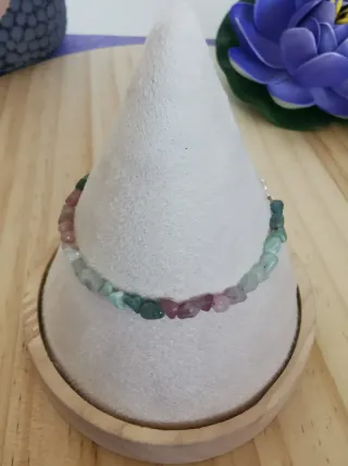 Pulsera Turmalina Natural Multicolor Plata