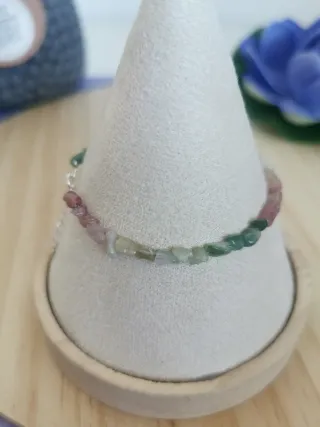 Pulsera Turmalina Natural Multicolor Plata