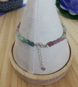 Pulsera Turmalina Natural Multicolor Plata