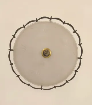 Lámpara de techo antigua de cristal y metal