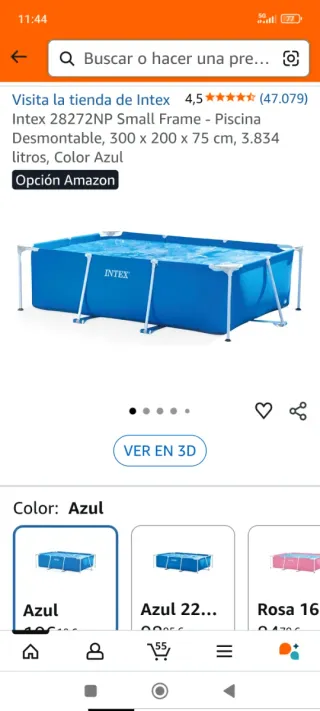 Piscina Intex Desmontable Azul 300x200x75cm