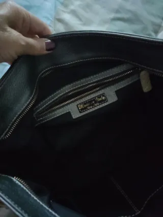 Borsa capiente in pelle donna bicolore grigio oro.