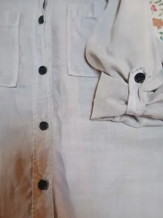 Camisa Lino Talla XL Gris Verdoso