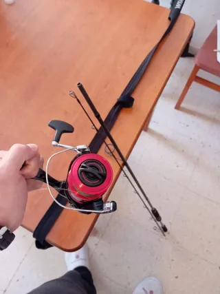 Caña y carrete de pesca spinning