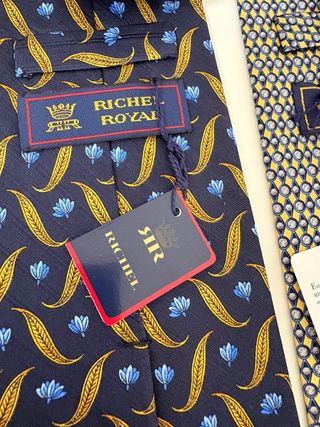 Lote 2 corbatas Richel azul y dorado