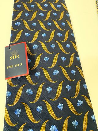 Lote 2 corbatas Richel azul y dorado