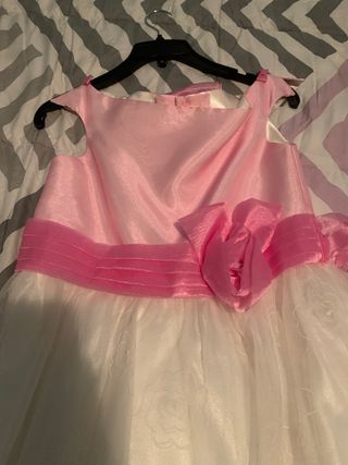 Vestido fiesta niña 9/10 años rosa y blanco