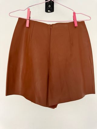 Falda pantalón efecto piel marrón Talla S