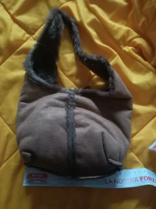 Borsa scamosciata con pelo