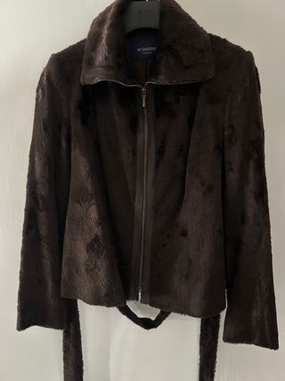 Chaqueta de pelo marrón mujer