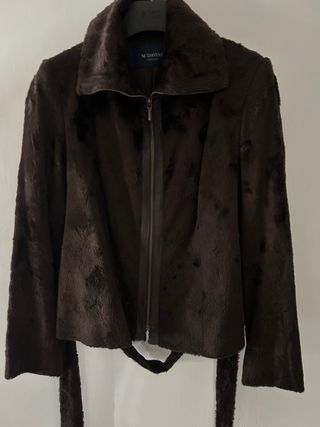 Chaqueta de pelo marrón mujer