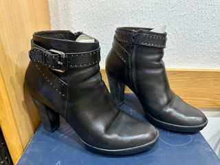 Botines Hispanitas Piel Negro Hebilla Talla 38