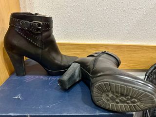 Botines Hispanitas Piel Negro Hebilla Talla 38