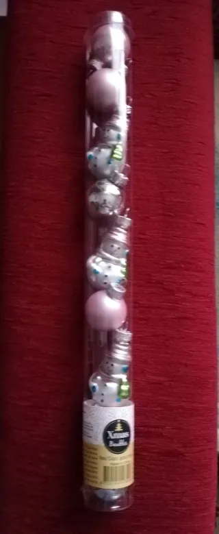 Palline Natale Vetro Rosa e Argento