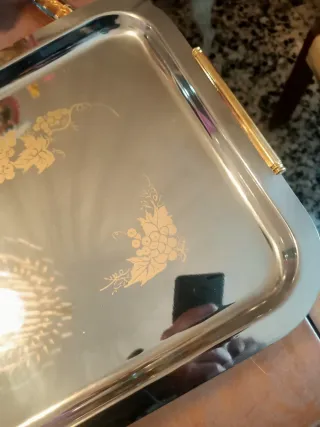 Vassoio decorato in oro 24ktin acciaio di alta qua
