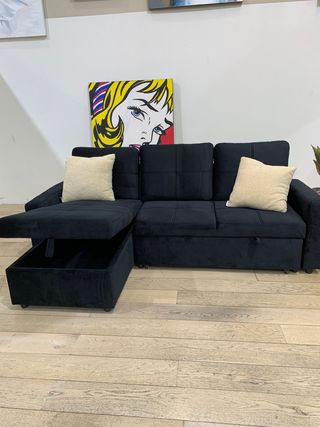 Sofá Cama Pau Negro Terciopelo